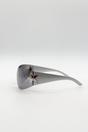 Silver Racer Sunglasses with Star Hinge Detail in Silver, Image 3 of 4