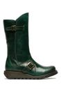 Dark Green Womens Mid-Calf Platform Boots-MES2913, Image 1 of 8