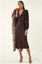 Chocolate Plisse Twist Front Midi Dress, Image 1 of 5