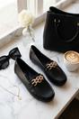 Black iKrush Black Olivia Womens Rhinestone Chain Loafers, Image 3 of 8