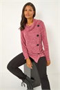 Red Cowl Neck Button Stretch Top, Image 1 of 5