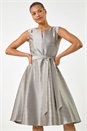 Mink Belted Fit & Flare Dress, Image 1 of 5