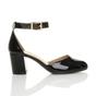 Black AJVANI Black Mid Block Heel Ankle Strap 2 Part Heels, Image 2 of 6
