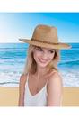 Beige Topaz - Woven Straw Beaded Fedora Hat - Beige, Image 2 of 2