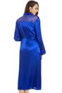 Blue Camille Lingerie Blue Full Length Long Sleeve Plain Satin Wrap, Image 3 of 5