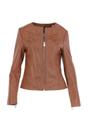 Tan Ashwood Leather Tan 'Francesca' Collarless Real Leather Fashion Jacket, Image 2 of 5