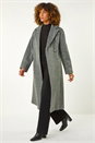 Grey Longline Brushed Double Breasted Coat, Image 4 of 7