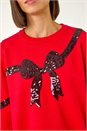 Red Bow Sequin Detail Knit Jumper, Image 5 of 5
