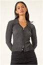 PEWTER Dusk Zip Front Collared Knit, Image 4 of 5