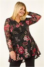 Black Curve Zip Front Floral Lace Top, Image 4 of 5