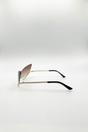 Brown SVNX Brown Butterfly Dimante Rimless Sunglasses In Brown, Image 3 of 4
