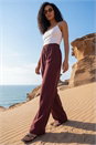 Chocolate Crepe Elasticated Waist Trouser, Image 2 of 4
