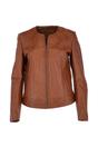 Tan 'Chambery' Collarless Real Leather Jacket, Image 2 of 5