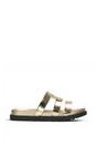 Gold XY LONDON Gold 'Aurelia' Flat Slider Sandals With Comfortable Footbed, Image 1 of 6