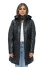 Black Womens Leather Quilted Parka Coat -Allen, Image 2 of 6