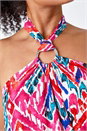 Pink Petite Midi Halterneck Print Dress, Image 5 of 5