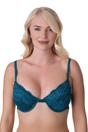 Teal Floral Lace Padded Underwired Bra, Image 1 of 5