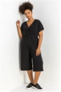 Black Curve Wrap Culotte Jumpsuit, Image 1 of 5