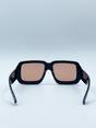Black Oversized Square Frame Sunglasses In Black with Orange Lenses, Image 5 of 6