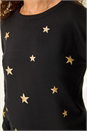 Black Star Glitter Print Knit Jumper, Image 6 of 7