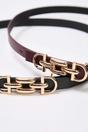 Multi Double Pack Gold Chain Buckle Slim Faux Leather Belt, Image 2 of 2
