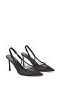 Black XY LONDON Black 'Caroline' Pointed Toe Mesh Slingback Court Shoe Heels, Image 4 of 5