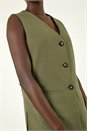 Khaki Longline Button Waistcoat Jacket, Image 5 of 5