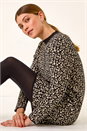Black Animal Print Knitted Shift Dress, Image 2 of 5