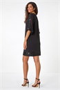 Black Sequin Trim Shift Dress, Image 3 of 5