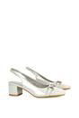 Light Grey XY LONDON Light Grey 'Selena' Slingback Mid Heels With Square Toe, Image 5 of 6