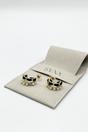 Gold Pearl & Noir Chain Double Hoop Earrings, Image 4 of 4