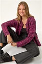 Cerise Fluffy Knit Button Cardigan, Image 1 of 5