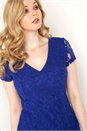Royal Blue V-Neck Lace Dress, Image 2 of 4
