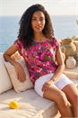 Pink Leaf Print Shell Top, Image 2 of 4