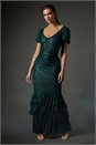 Emerald Puff Sleeve Tiered Hem Maxi Dress, Image 1 of 7