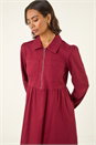 Wine Front Zip Midi Dress, Image 4 of 5