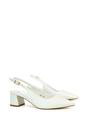 White 'Devon' Court Shoe Block Heels With Slingback, Image 5 of 6