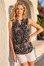 Black Butterfly Print Stretch Vest Top, Image 2 of 4