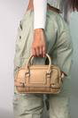 Taupe Barrel Satchel handbag With Shoulder Strap, Image 4 of 4