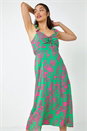 Green Floral Print Midi Sundress, Image 5 of 5