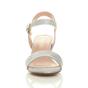 Silver AJVANI Silver Mid Block Heel Strappy Sandals, Image 6 of 6