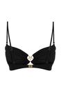 Black Ruched Bandeau Bikini Top with Ring Detail, Image 4 of 5