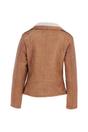 Tan 'Jan' Real Leather Biker Style Jacket With Faux Fur Lining, Image 4 of 5