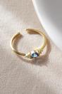 Gold Sterling Silver Blue Sparkly Adjustable Ring, Image 3 of 3