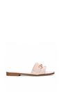 Beige XY LONDON Beige 'Lesley' Square Toe Mule Slider Sandals With Buckle Detail, Image 1 of 5