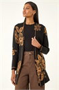 Black Contrast Floral Print Cardigan , Image 1 of 5