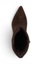 Dark Brown Suede Mid-Calf Heeled Long Boots, Image 7 of 8
