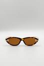 Brown SVNX Brown Bold Oval Angular Sunglasses in Tortoiseshell, Image 2 of 5