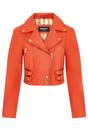 Orange Cropped Brando Leather Biker Jacket, Image 2 of 7