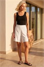 Natural Petite Linen Blend Elastic Waist Shorts, Image 1 of 4